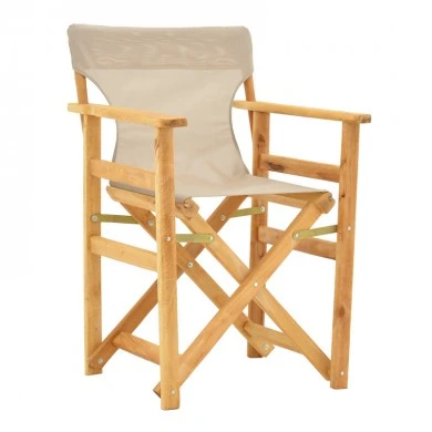 Kompa pakoworld director&#039;s chair, solid beech wood, natural - Nexus grey-beige fabric