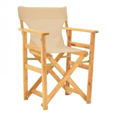 Kompa pakoworld director&#039;s chair, solid beech wood, natural - Nexus beige fabric