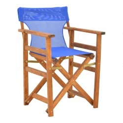Kompa pakoworld director&#039;s chair walnut  solid beech wood and blue fabric