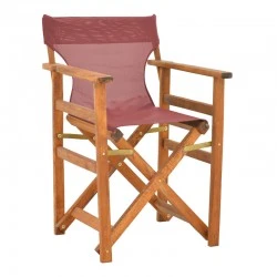 Kompa pakoworld director&#039;s chair walnut  solid beech wood and burgundy red fabric