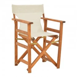 Kompa pakoworld director&#039;s chair, solid beech wood, walnut - Nexus ecrou fabric