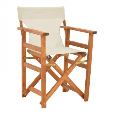 Kompa pakoworld director&#039;s chair, solid beech wood, walnut - Nexus ecrou fabric