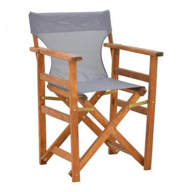 Kompa pakoworld director&#039;s chair, solid beech wood, walnut - Nexus grey fabric