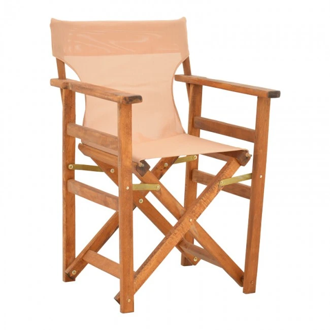 Kompa pakoworld director&#039;s chair, solid beech wood, walnut - Nexus beige fabric