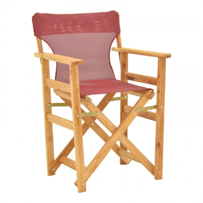 Kompa pakoworld director&#039;s chair natural color solid beech wood and burgundy red fabric