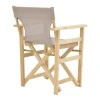 Kompa pakoworld director&#039;s chair-armchair, solid wood in an unpainted wood shade-Nexus fabric, gray-beige