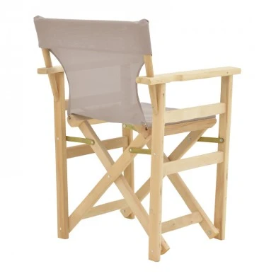 Kompa pakoworld director&#039;s chair-armchair, solid wood in an unpainted wood shade-Nexus fabric, gray-beige