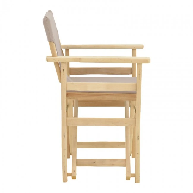 Kompa pakoworld director&#039;s chair-armchair, solid wood in an unpainted wood shade-Nexus fabric, gray-beige