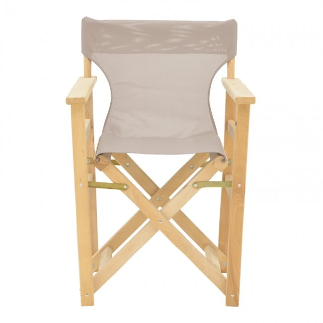 Kompa pakoworld director&#039;s chair-armchair, solid wood in an unpainted wood shade-Nexus fabric, gray-beige