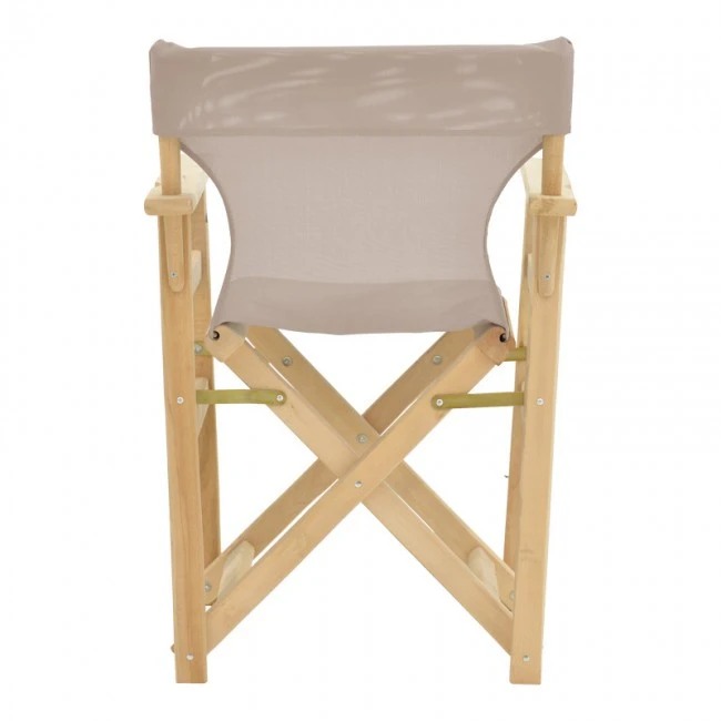 Kompa pakoworld director&#039;s chair-armchair, solid wood in an unpainted wood shade-Nexus fabric, gray-beige