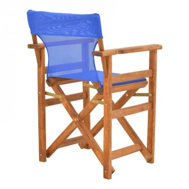 Kompa pakoworld director&#039;s chair walnut  solid beech wood and blue fabric