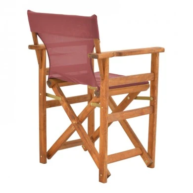Kompa pakoworld director&#039;s chair walnut  solid beech wood and burgundy red fabric