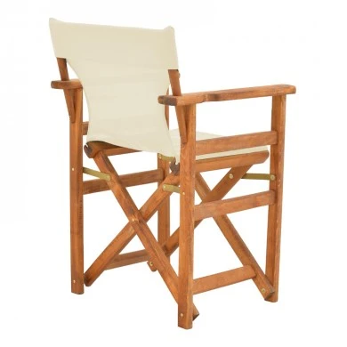 Kompa pakoworld director&#039;s chair, solid beech wood, walnut - Nexus ecrou fabric