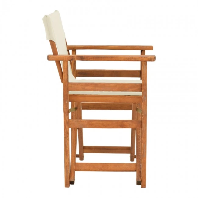Kompa pakoworld director&#039;s chair, solid beech wood, walnut - Nexus ecrou fabric