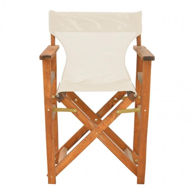 Kompa pakoworld director&#039;s chair, solid beech wood, walnut - Nexus ecrou fabric