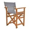 Kompa pakoworld director&#039;s chair, solid beech wood, walnut - Nexus grey fabric
