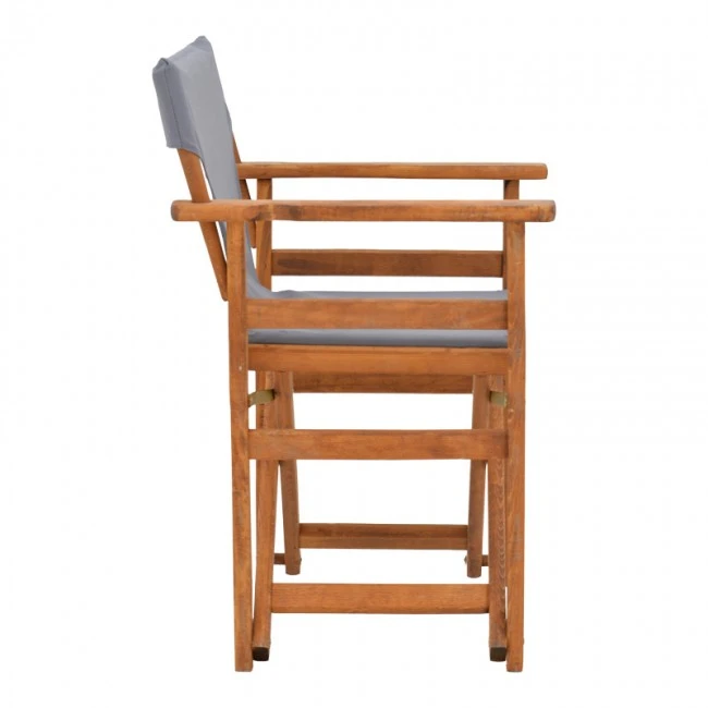 Kompa pakoworld director&#039;s chair, solid beech wood, walnut - Nexus grey fabric