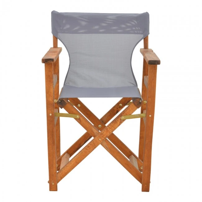 Kompa pakoworld director&#039;s chair, solid beech wood, walnut - Nexus grey fabric