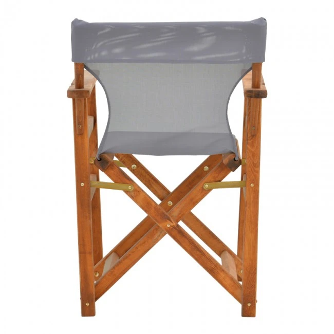 Kompa pakoworld director&#039;s chair, solid beech wood, walnut - Nexus grey fabric