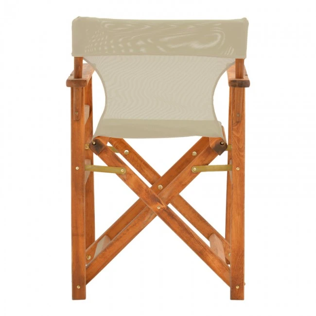 Kompa pakoworld director&#039;s chair, solid beech wood, walnut - Nexus grey-beige fabric