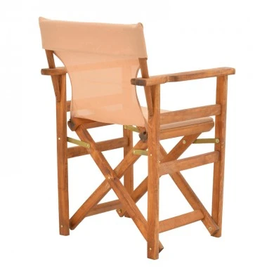 Kompa pakoworld director&#039;s chair, solid beech wood, walnut - Nexus beige fabric