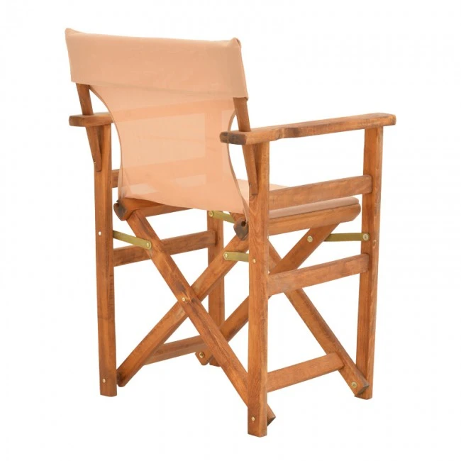 Kompa pakoworld director&#039;s chair, solid beech wood, walnut - Nexus beige fabric