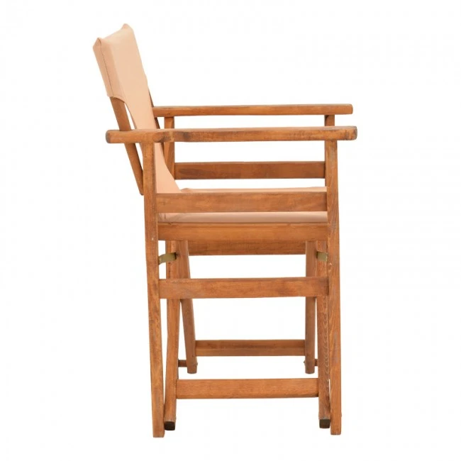 Kompa pakoworld director&#039;s chair, solid beech wood, walnut - Nexus beige fabric