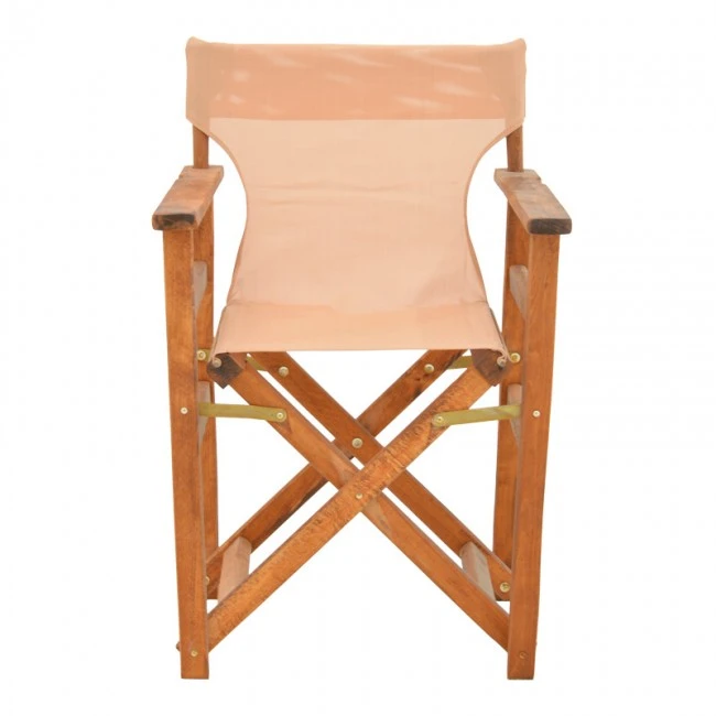 Kompa pakoworld director&#039;s chair, solid beech wood, walnut - Nexus beige fabric