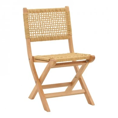Folding chair Xianju pakoworld beech wood and rope in natural shade 47x58x85cm