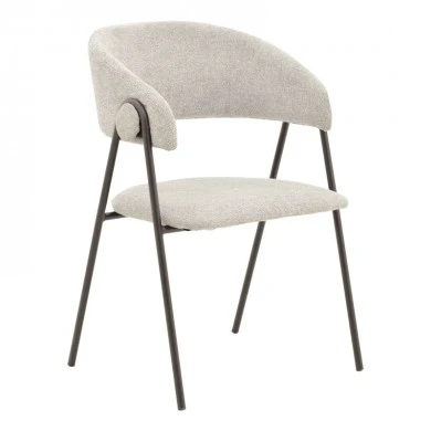 Chair Rachele pakoworld light grey fabric-black metal leg 52x53x83cm