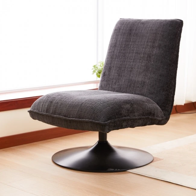 Rotating chair Remona pakoworld dark grey fabric-black metal 63x80x80εκ