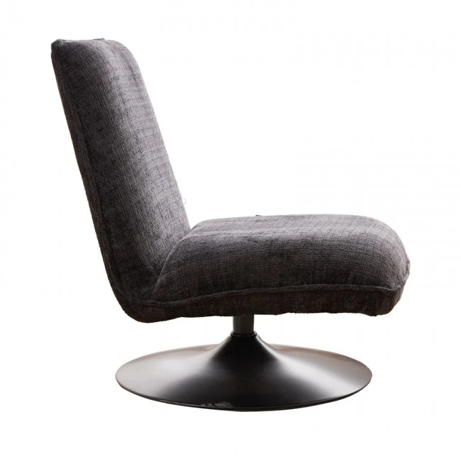 Rotating chair Remona pakoworld dark grey fabric-black metal 63x80x80εκ