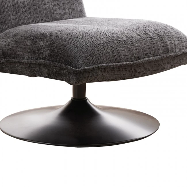 Rotating chair Remona pakoworld dark grey fabric-black metal 63x80x80εκ