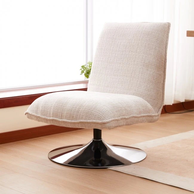 Rotating chair Remona pakoworld cream fabric-chrome legs 63x80x80εκ