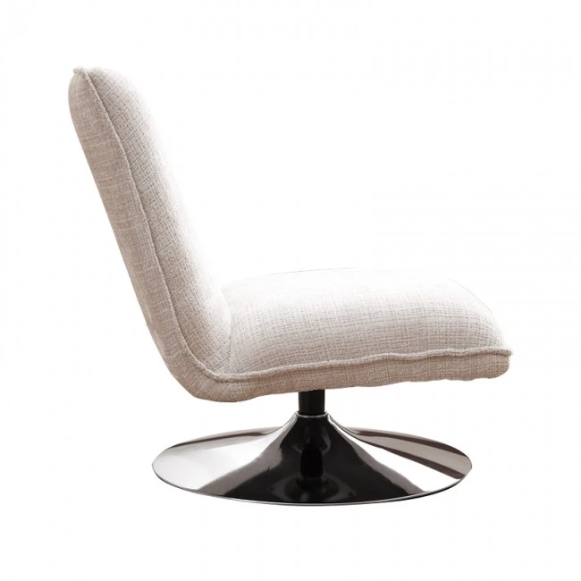Rotating chair Remona pakoworld cream fabric-chrome legs 63x80x80εκ