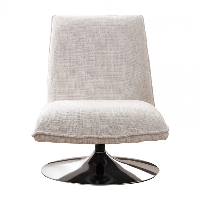 Rotating chair Remona pakoworld cream fabric-chrome legs 63x80x80εκ