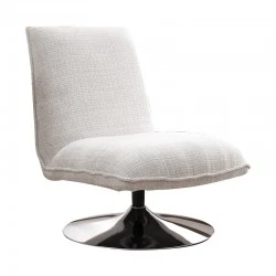 Rotating armchair Remona pakoworld cream fabric-chrome legs 63x80x80εκ