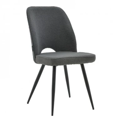 Renish pakoworld bouclé chair gray-metallic black leg 47x61x85cm