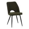 Renish pakoworld chair bouclé in dark green color with black metallic legs 61x47x91.5cm