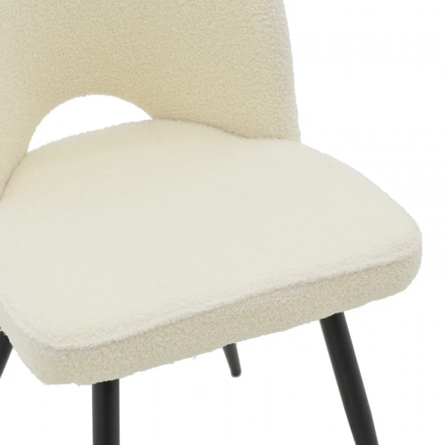 Renish pakoworld chair bouclé ecru-metallic black leg 61x47x91.5cm