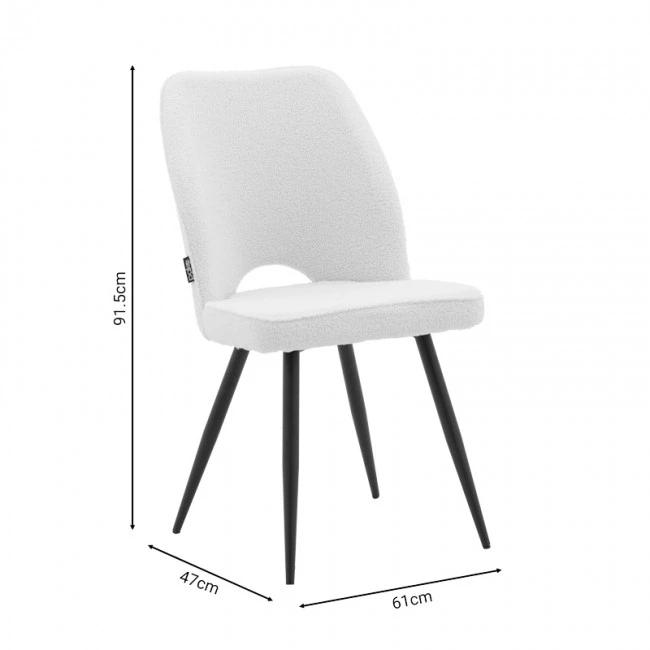 Renish pakoworld chair bouclé ecru-metallic black leg 61x47x91.5cm