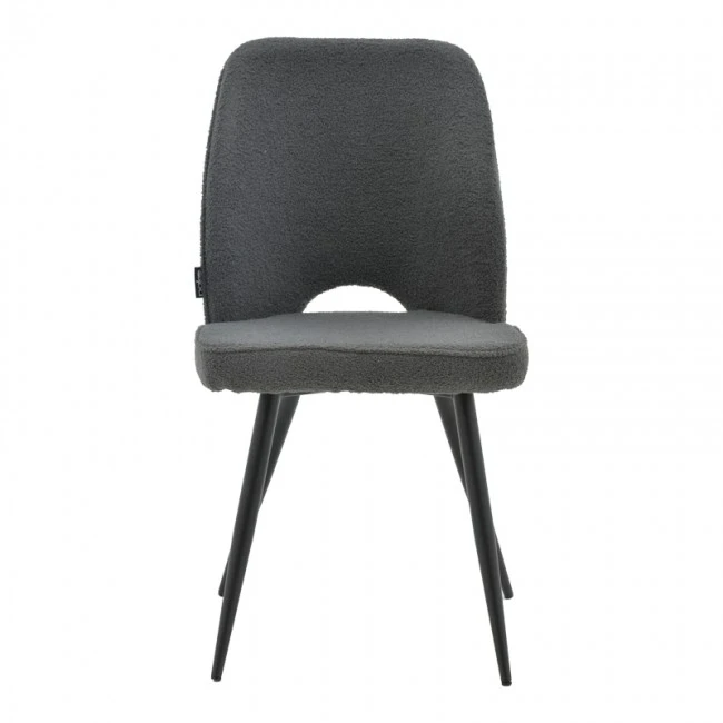 Renish pakoworld bouclé chair gray-metallic black leg 61x47x91.5cm