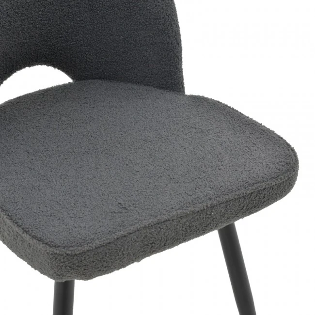 Renish pakoworld bouclé chair gray-metallic black leg 61x47x91.5cm