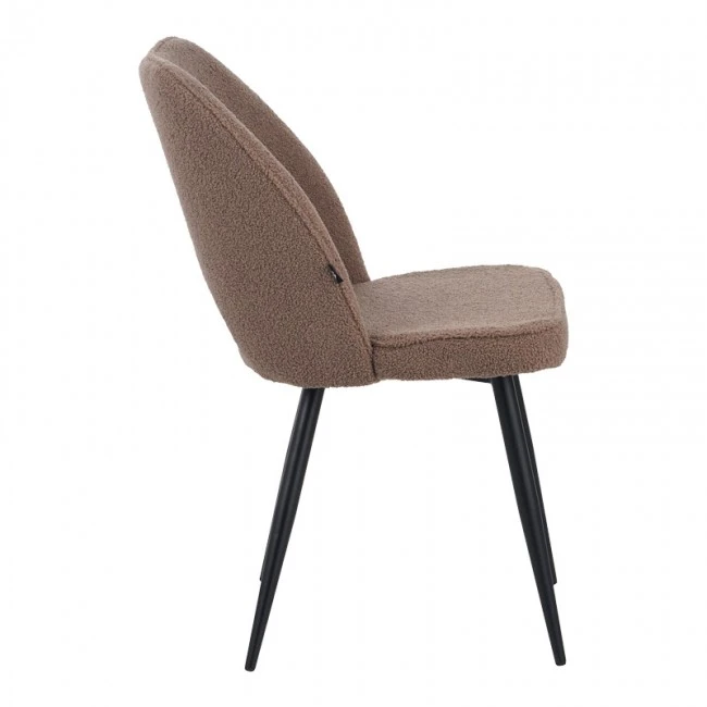 Renish pakoworld chair bouclé in cappuccino color with black metallic legs61x47x91.5cm