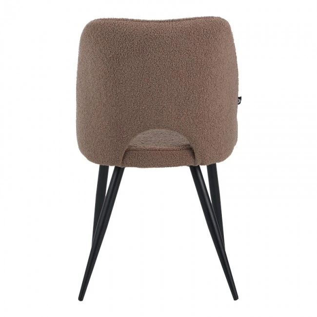 Renish pakoworld chair bouclé in cappuccino color with black metallic legs61x47x91.5cm