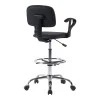 Icina Ι pakoworld pu reception chair on wheels in black shade 58x54x102-123cm