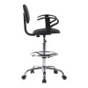 Icina Ι pakoworld pu reception chair on wheels in black shade 58x54x102-123cm