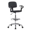 Icina Ι pakoworld pu reception chair on wheels in black shade 58x54x102-123cm