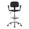 Icina Ι pakoworld pu reception chair on wheels in black shade 58x54x102-123cm