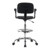 Icina Ι pakoworld pu reception chair on wheels in black shade 58x54x102-123cm